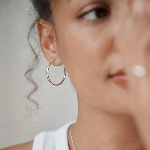 Large Hoop Earrings in Silver